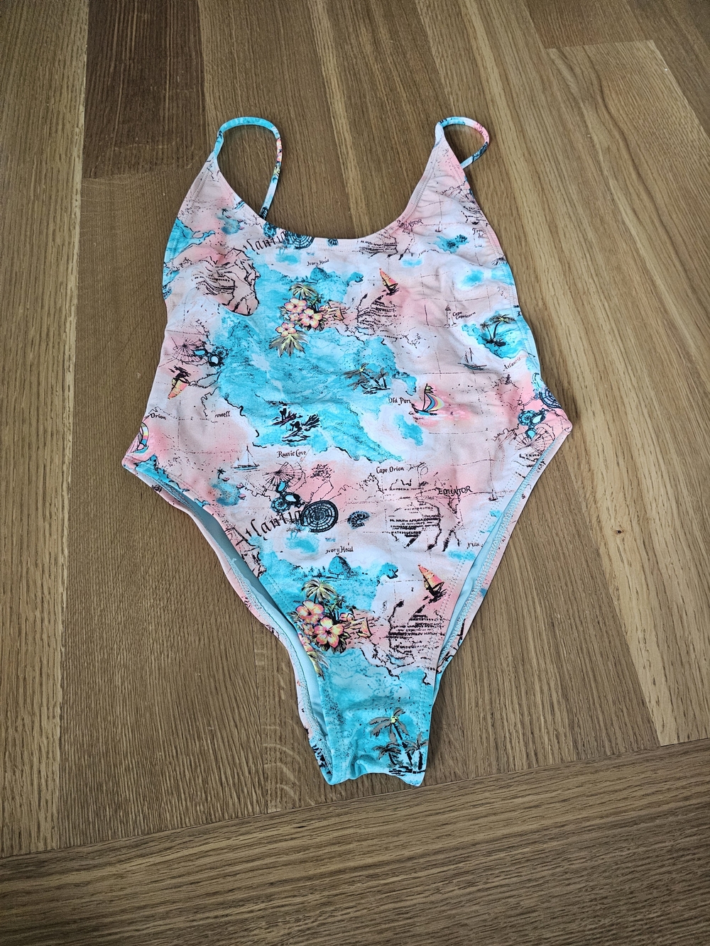 Forever 21 Pink & Aqua Tropical Print One-Piece Swimsuit